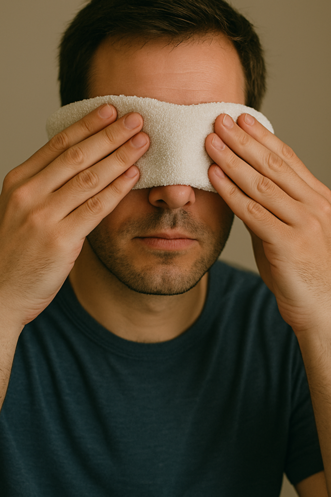 "Warm compress and gentle eyelid massage to treat meibomian gland dysfunction"