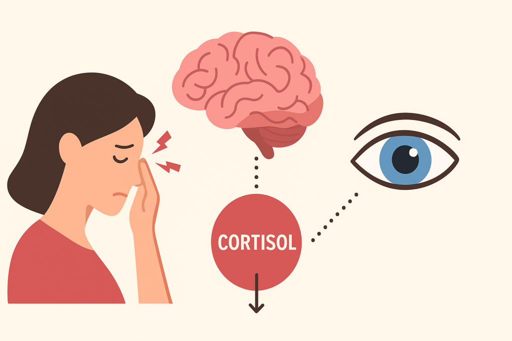 Illustration of how stress hormones affect the eyes and vision