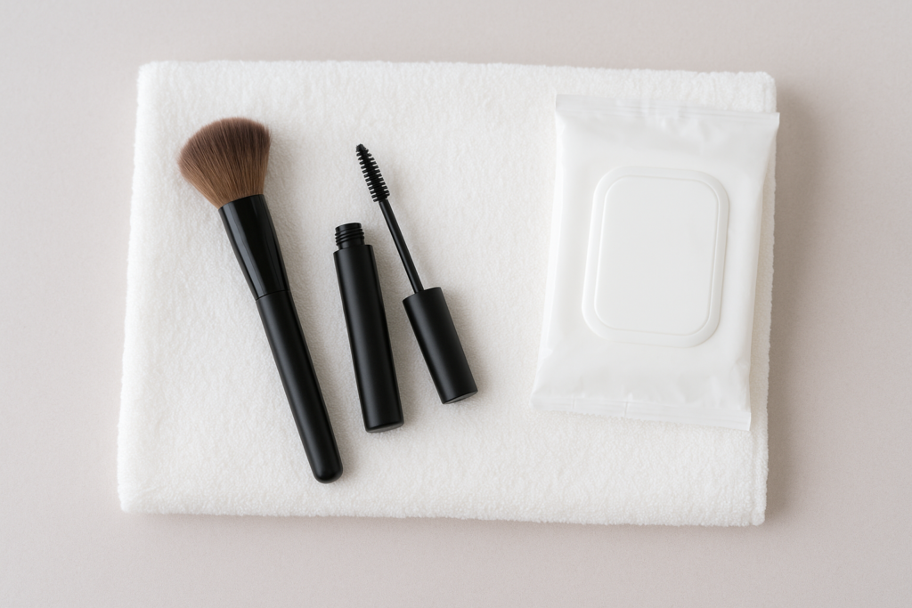 Hygienic eye makeup tools and products promoting safe beauty routines.