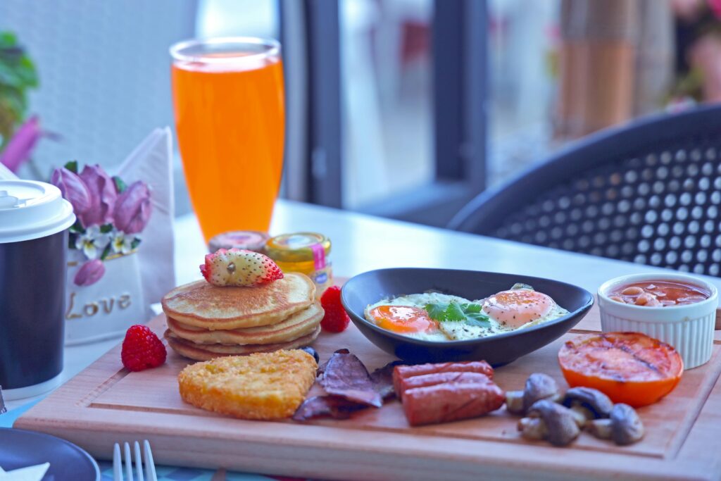 Healthy morning breakfast rich in vitamins and antioxidants for eye protection