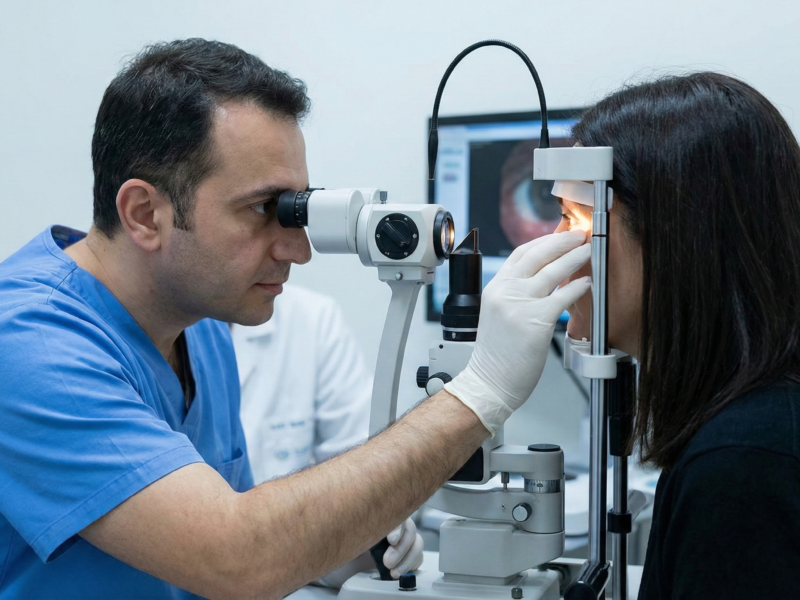 LipiFlow vs TearCare advanced MGD treatment shown in a clinical eye exam setting