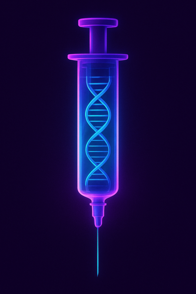 Close-up of a vial containing a genetic therapy vector, representing the scientific breakthrough in treating certain inherited eye diseases via gene replacement.