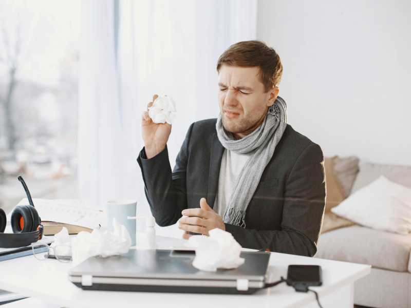 cool mist humidifier desk laptop subtle winter light