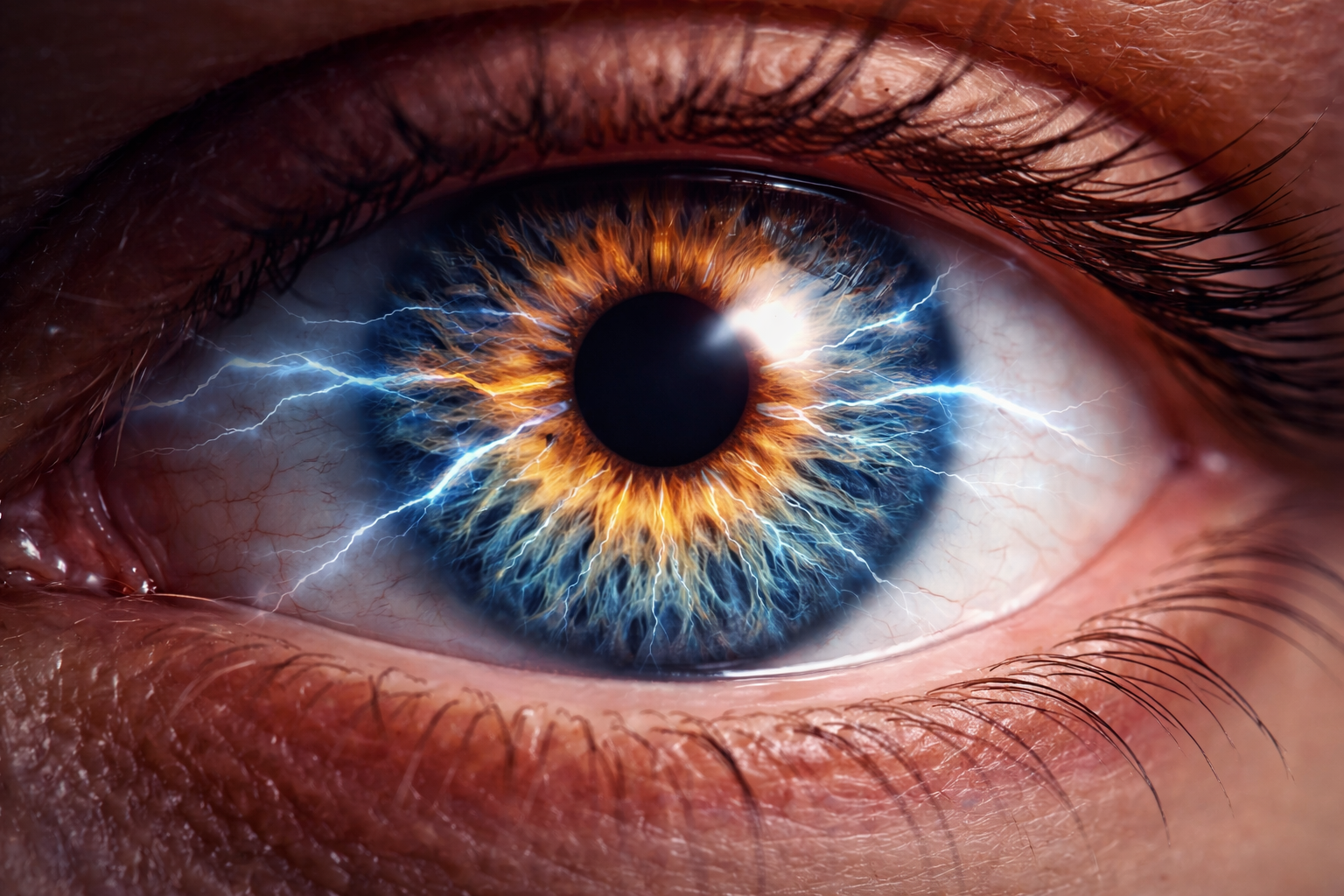 Conceptual illustration of internal eye pain without redness, showing deep-seated ocular discomfort.