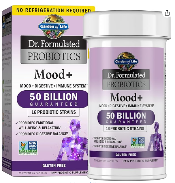 High-potency probiotic supplement bottle for gut and vision health