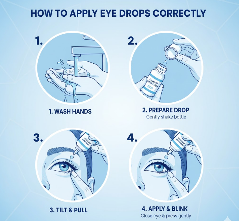 how to apply eye drops for computer users