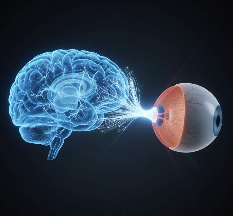 Retina and optic nerve fundus image illustrating the connection between vision and brain health