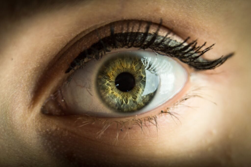 Close up of human eye highlighting nutritional and environmental causes of eye fatigue