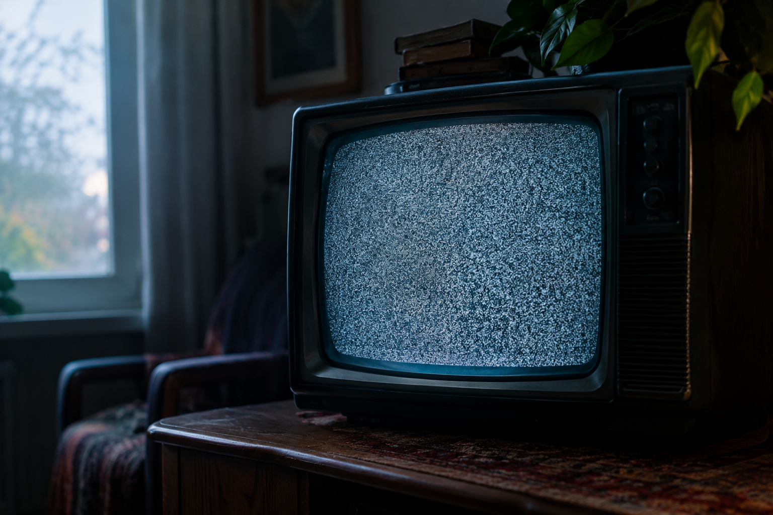 Vintage TV showing static snow representing Visual Snow Syndrome and persistent visual disturbances