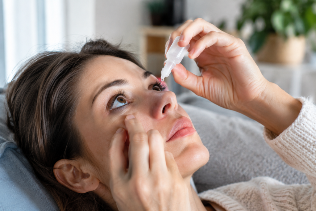 Applying preservative-free artificial tears to relieve reflex tearing and dry eye syndrome