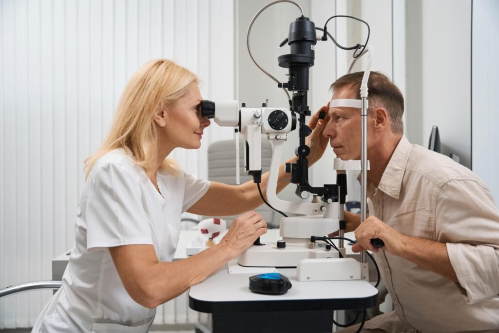 Eye examination to investigate oscillopsia and bouncing vision