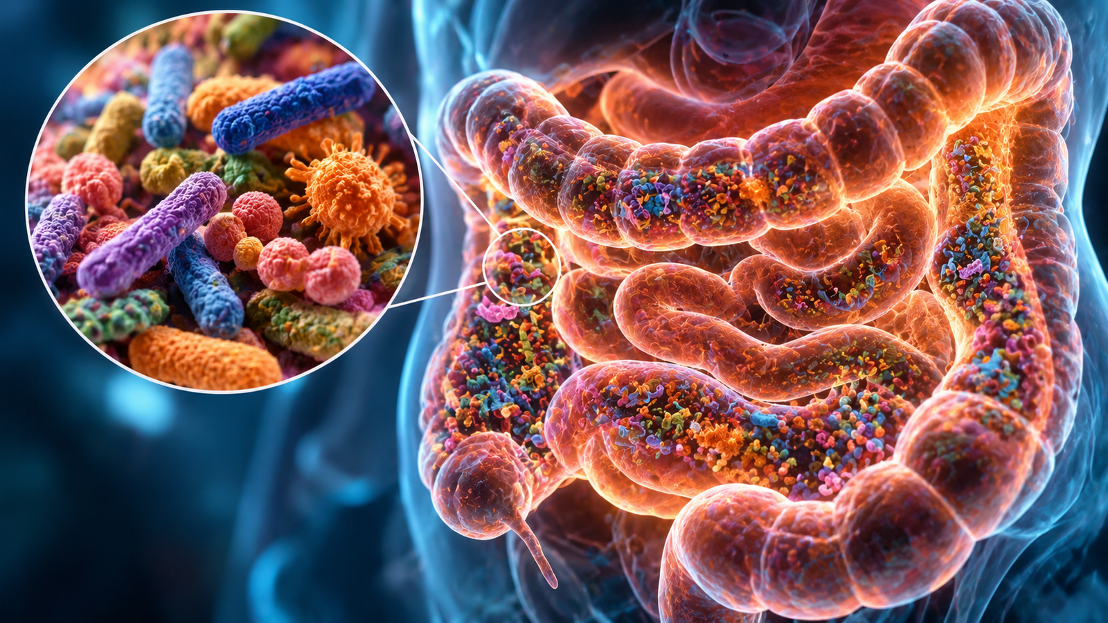 Illustration of the Gut Eye Axis, showing the direct communication pathway between the digestive microbiome and the retina, linking gut health and vision