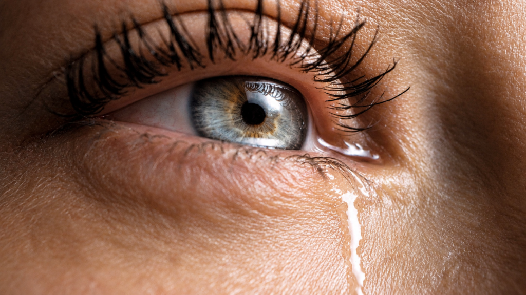 human eye macro tear close up