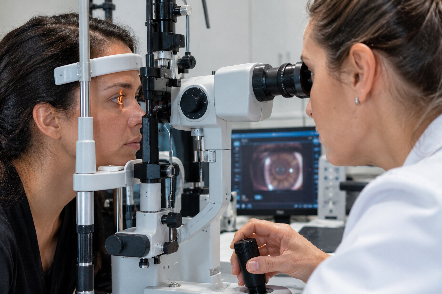 Slit lamp eye examination evaluating ocular inflammation in Eye Health and Autoimmune Diseases